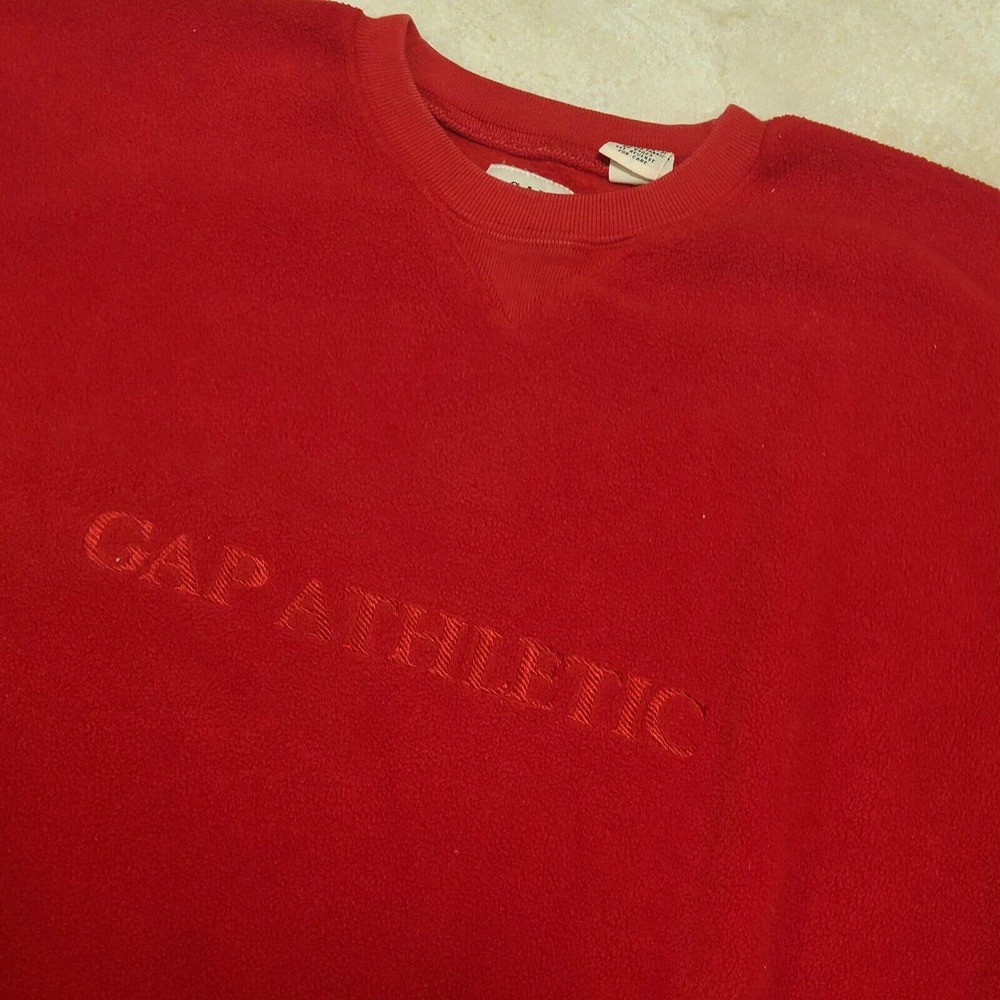 VTG Gap‎ Athletic Mens Size M Medium Red Fleece USA Made Crewneck Sweatshirt